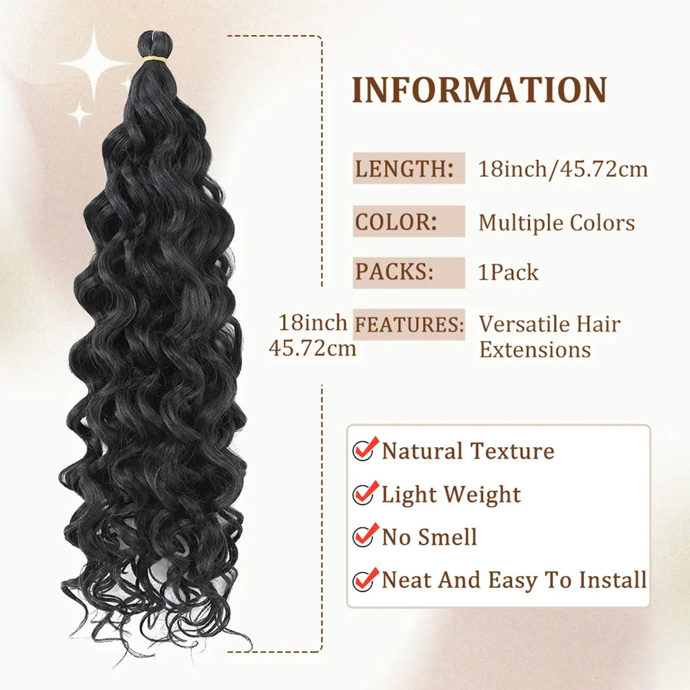 Hawaii Ocean Wave Braiding Hair 18 Inch Curly Crochet Hair Extension Goddess Locs Synthetic Hair Boho Style Hairpiece For Women
