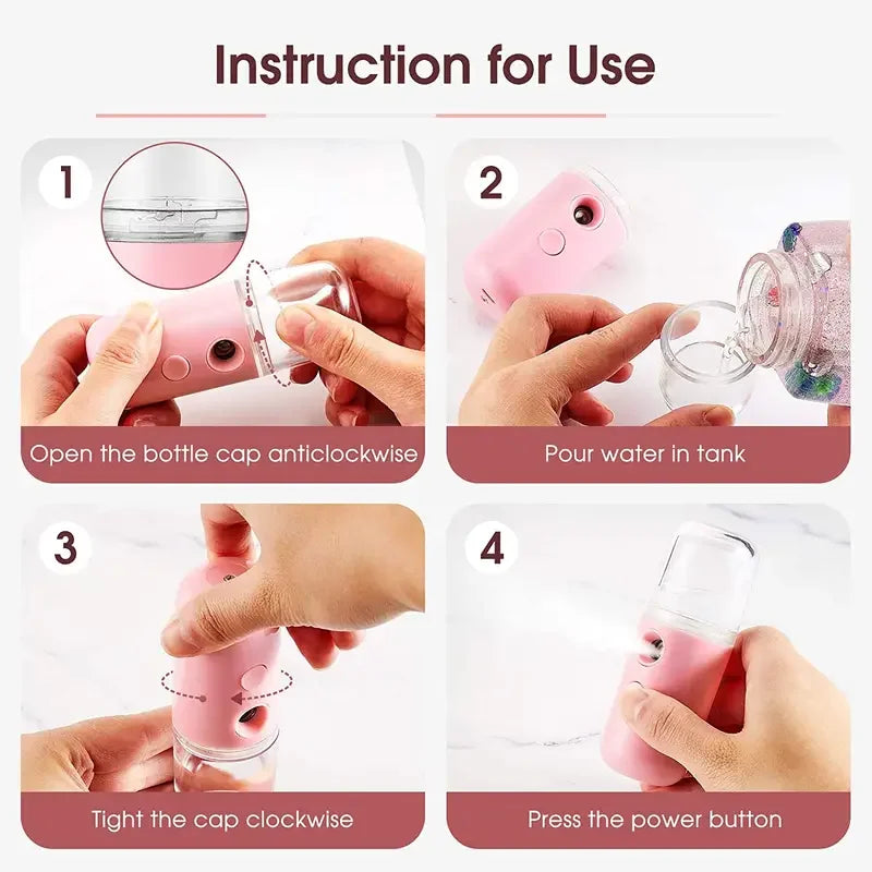 30ml Mini Humidifier Home Portable Rechargeable Small Facial Steamer Wireless Nano Personal Face Hydrat Sprayer Cool Mist Maker