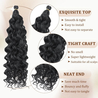 Hawaii Ocean Wave Braiding Hair 18 Inch Curly Crochet Hair Extension Goddess Locs Synthetic Hair Boho Style Hairpiece For Women