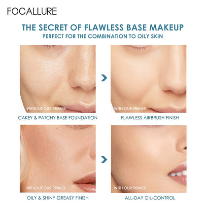 FOCALLURE Long-lasting Oil Control Face Primer Gel High Coverage Invisible Pore-Blurring Smooth Foundation Base Makeup Cosmetics