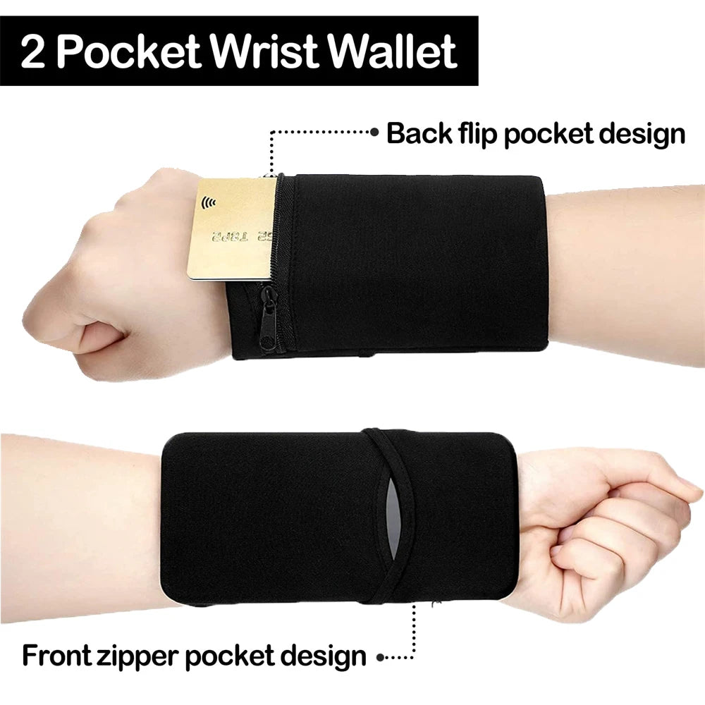 Zipper Running Bags Lightweight Wrist Wallet Pouch for Phone Key Card Sweatband Gym Fitness Sports Cycling Wristband Arm Bag
